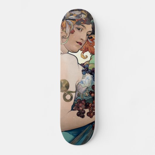 Fruit van Alfons Mucha 1897 Persoonlijk Skateboard (Voorkant)
