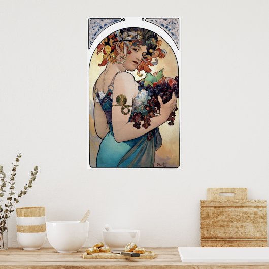 Fruit van Alfons Mucha 1897 Poster (Keuken)