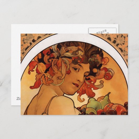 "Fruit" van Alphonse Mucha briefkaart (Voorkant / Achterkant)