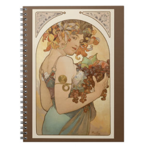 Fruit van Alphonse Mucha, Vintage Art Nouveau Notitieboek