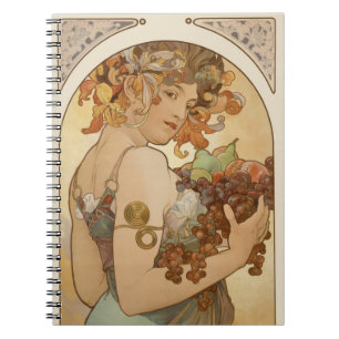 Fruit van Alphonse Mucha, Vintage Art Nouveau Notitieboek