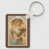 Fruit van Alphonse Mucha, Vintage Art Nouveau Sleutelhanger (Achterkant)