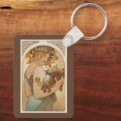 Fruit van Alphonse Mucha, Vintage Art Nouveau Sleutelhanger (Achterkant)
