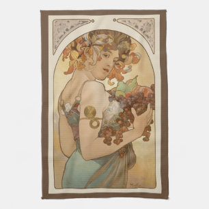 Fruit van Alphonse Mucha, Vintage Art Nouveau Theedoek