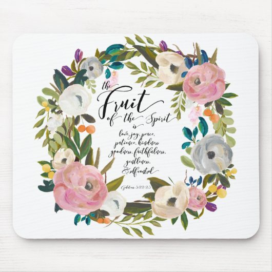 Fruit van de gedistilleerde Waterverf van Floral Muismat (Voorkant)