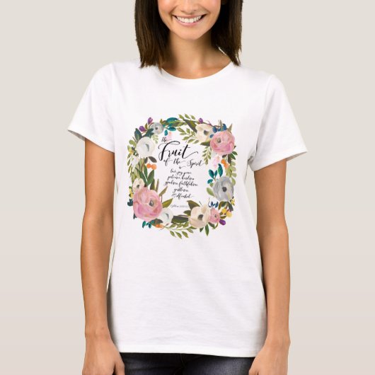 Fruit van de gedistilleerde Waterverf van Floral T-shirt (Voorkant)
