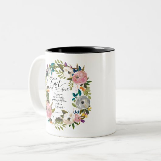 Fruit van de gedistilleerde Waterverf van Floral Tweekleurige Koffiemok (Voorkant links)