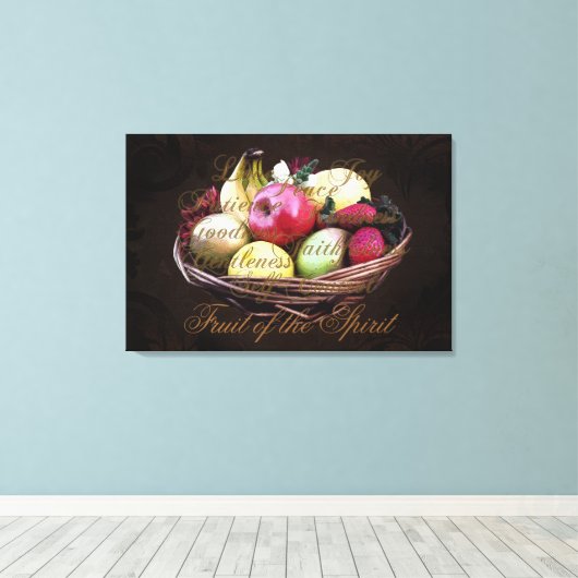 Fruit van de Geest, Kleurrijke Christelijke Wandku Canvas Afdruk (Insitu (Houten vloer))