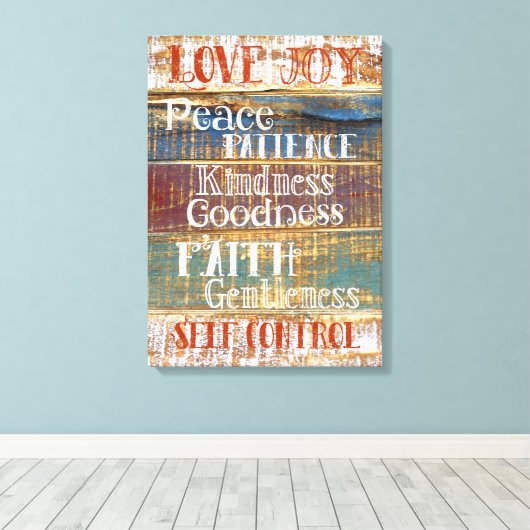 Fruit van de Geest Rustiek Christelijk Canvas Afdruk (Insitu (Houten vloer))