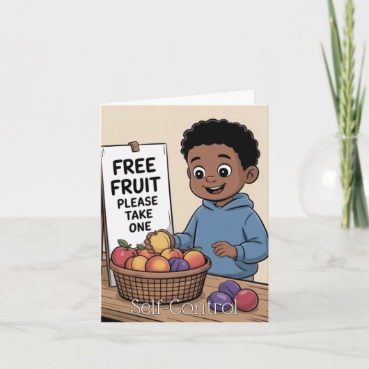 Fruit van de Geest: Zelfbeheersing Kinderen Kaart (Voorkant)