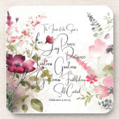 Fruit van de Spirit roze bloemig Bier Onderzetter (Voorkant)
