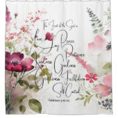 Fruit van de Spirit roze bloemig Douchegordijn (Voorkant)