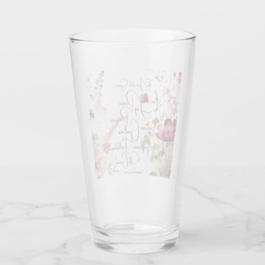 Fruit van de Spirit roze bloemig Glas (Achterkant)