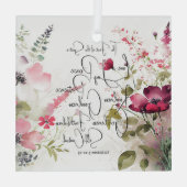 Fruit van de Spirit roze bloemig Glas Ornament (Achterkant)