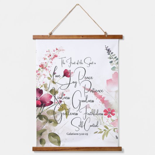 Fruit van de Spirit roze bloemig Hangend Wandkleed (Voorkant)