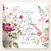 Fruit van de Spirit roze bloemig Kartonnen Onderzetters (Voorkant)