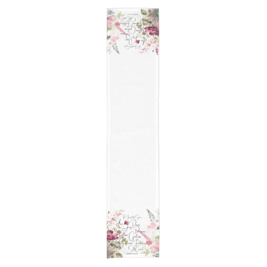 Fruit van de Spirit roze bloemig Korte Tafelloper (Voorkant)