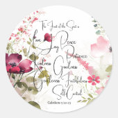 Fruit van de Spirit roze bloemig Ronde Sticker (Voorkant)