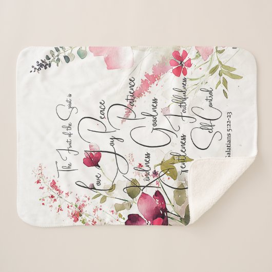 Fruit van de Spirit roze bloemig Sherpa Deken (Voorkant (horizontaal))