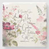 Fruit van de Spirit roze bloemig Stenen Onderzetter (Voorkant)