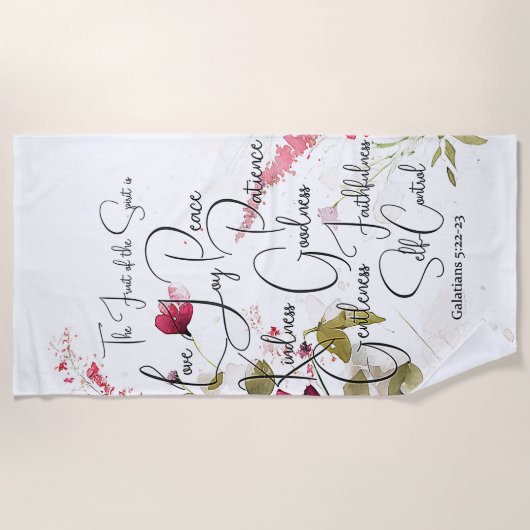 Fruit van de Spirit roze bloemig Strandlaken (Voorkant)