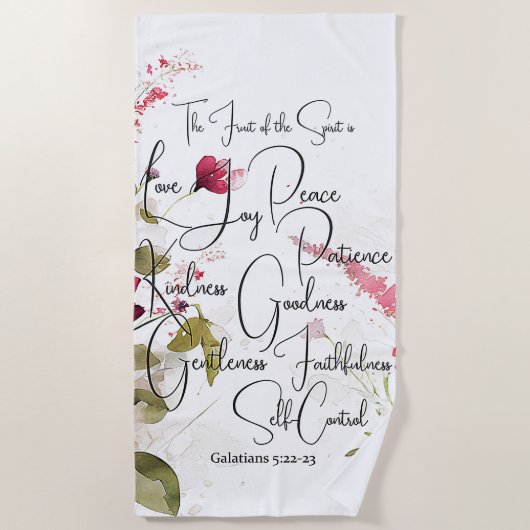 Fruit van de Spirit roze bloemig Strandlaken (Voorkant)