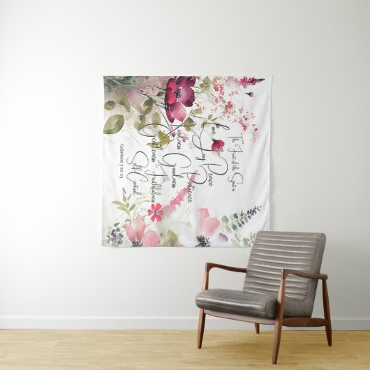 Fruit van de Spirit roze bloemig Wandkleed (In Situ (horizontaal))