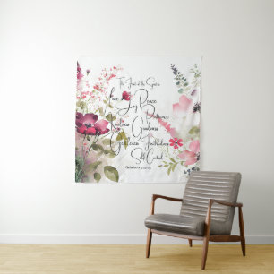 Fruit van de Spirit roze bloemig Wandkleed