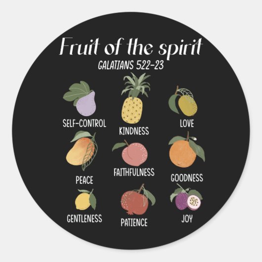 Fruit van het Christelijke geloof Jezus God Love Ronde Sticker (Voorkant)