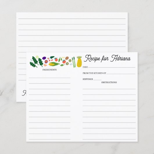 Fruit Veggies CUSTOM Trouwfeest Receptkaart (Voorkant / Achterkant)