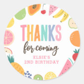 Fruit verjaardagsfeestje ronde sticker (Voorkant)