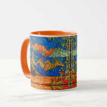 Fruit vleermuis Glas in lood look mozaïek blauw si