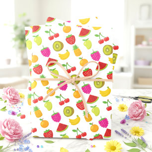 Fruit Voedsel Patroon Kleurrijk Aardbei Watermeloe Inpakpapier Vel