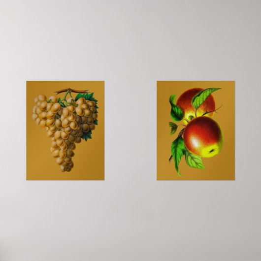 Fruit Wall Art Druiven en Appels Muurkunst Sets (Voorkant)