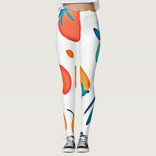 Fruit Whimsy: speels patroon Leggings (Voorkant)