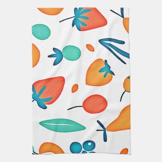 Fruit Whimsy: speels patroon Theedoek (Verticaal)