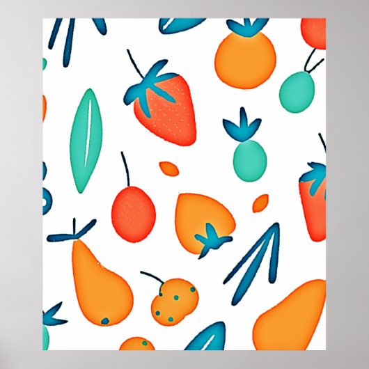 Fruit Whimsy: Speelse Patroon Poster (Voorkant)
