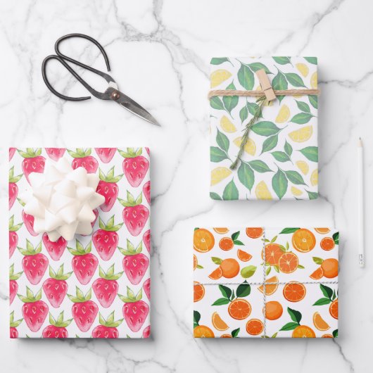 Fruit Wrapping Papier Flat Sheet Set van 3 Inpakpapier Vel (Voorkant)