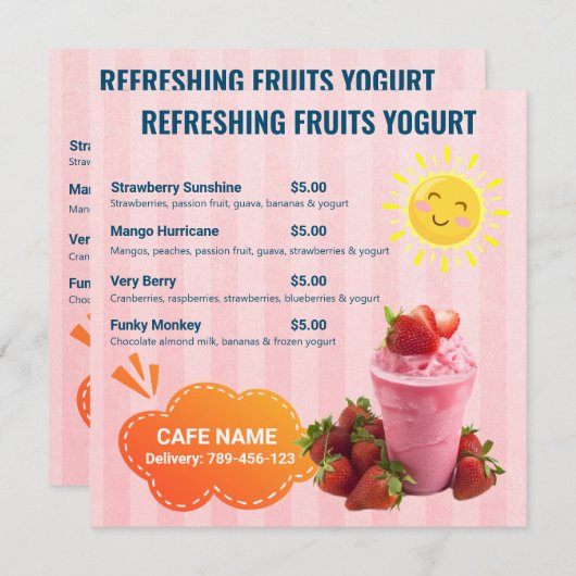 Fruit Yoghurt Drinken Flat Menu (Voorkant / Achterkant)