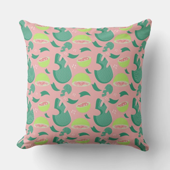 Fruit Zomer Guave Roze Monstera Patroon Kussen (Voorkant)