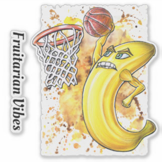Fruitarian Slam Dunk Banana Basketbalspeler Sticker