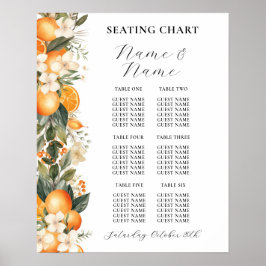 Fruitbloemen Tabel 6 Zitplan Trouwen Sinaasappels Poster