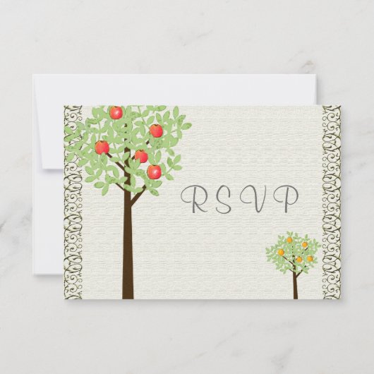 fruitbomen RSVP trouwuitnodiging. Kaart (Achterkant)