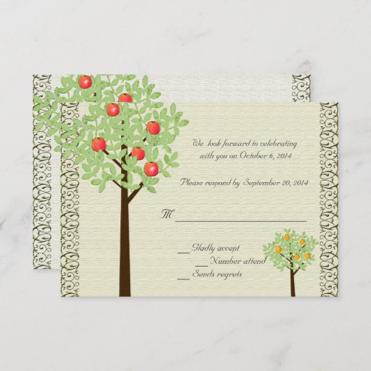 fruitbomen RSVP trouwuitnodiging. Kaart (Voorkant / Achterkant)