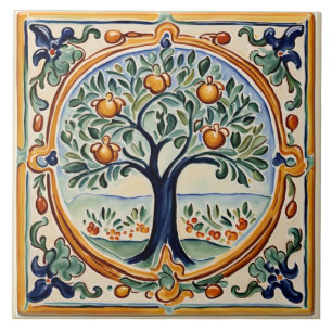 Fruitboom Mediterraan Italiaans Landelijk Folk Art Tegeltje