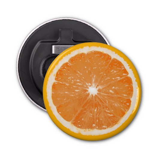 Fruitbriefje Flaconopener - Sinaasappel Button Flesopener (Voorkant)