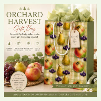 Fruitcadeautaszak met Appels Peren Druiven Design Medium Cadeauzakje