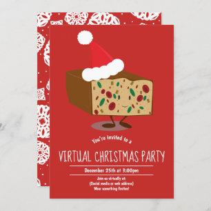 Fruitcake Cartoon Virtual Christmas Party Kaart