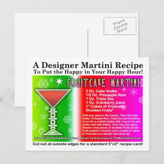 Fruitcake Christmas Martini Recept Briefkaart (Voorkant / Achterkant)
