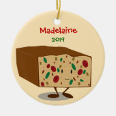 Fruitcake Naam Jaar Kerstmis Keramisch Ornament (Voorkant)
